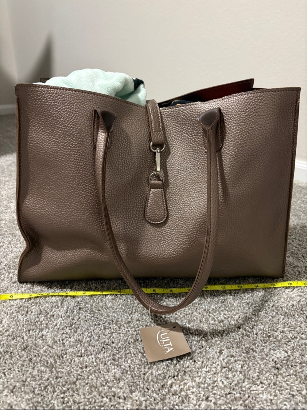 Ulta Taupe Metallic Pebbled Tote